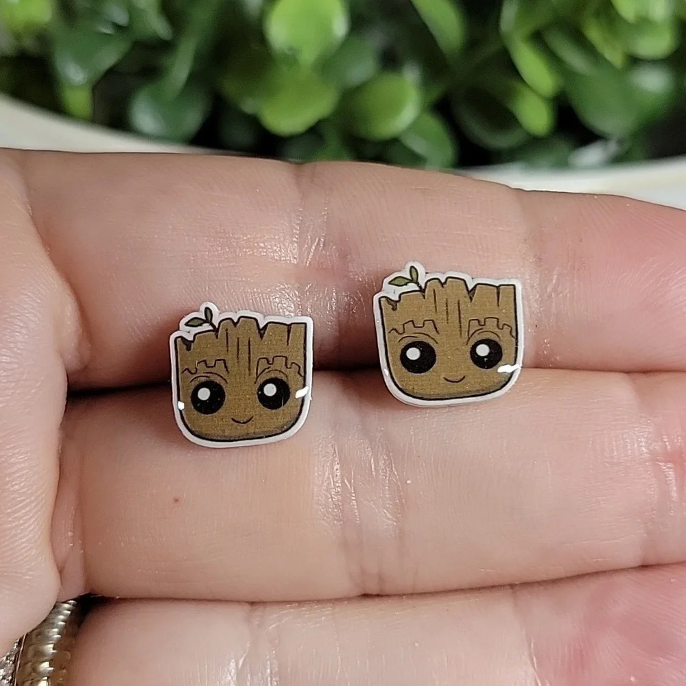 Groot Stud Earrings, unisex